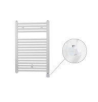 Zehnder Virando 786×500 — електрична рушникосушка з ТЕНом NEX HOME, білий колір, 600 Вт, приховане/розетка (AB-080-050-9016-NEX-HID).
