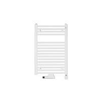Водяна рушникосушка Zehnder Aura 775×500 (білий RAL 9016) — двоенергетичне виконання, для системи опалення, PBN-080-050-05-9016